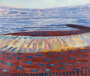 Zee na zonsondergang, 1909 door Piet Mondrian